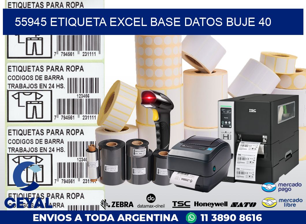 55945 etiqueta excel base datos buje 40