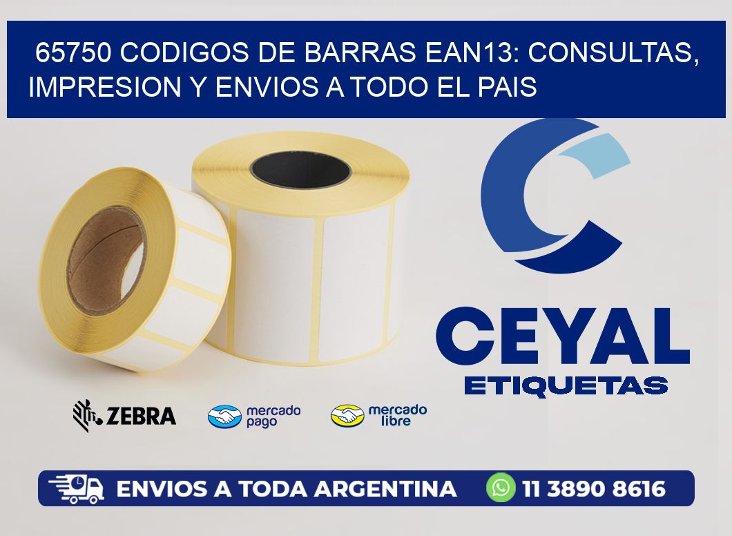 65750 CODIGOS DE BARRAS EAN13: CONSULTAS, IMPRESION Y ENVIOS A TODO EL PAIS