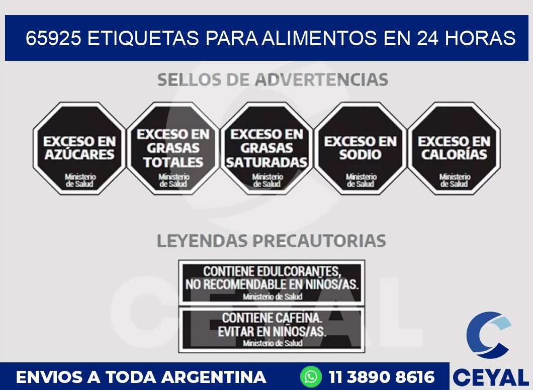 65925 ETIQUETAS PARA ALIMENTOS EN 24 HORAS