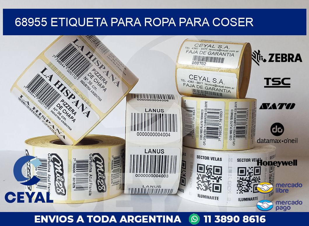 68955 ETIQUETA PARA ROPA PARA COSER