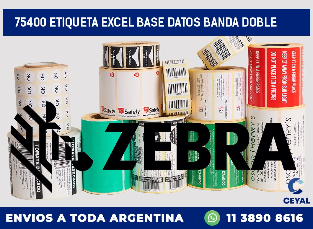 75400 etiqueta excel base datos banda doble