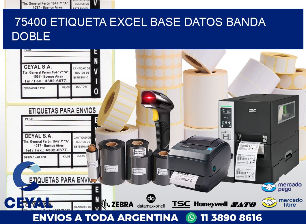 75400 etiqueta excel base datos banda doble