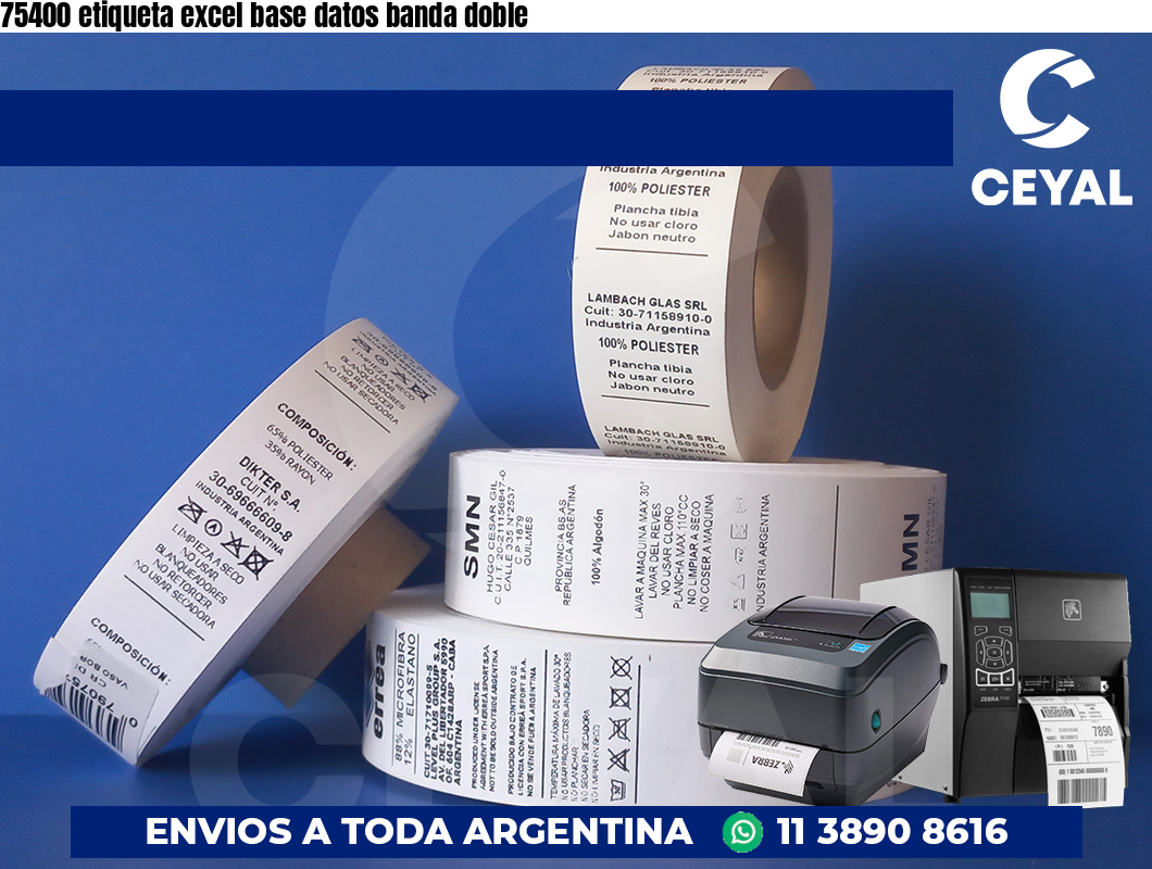 75400 etiqueta excel base datos banda doble