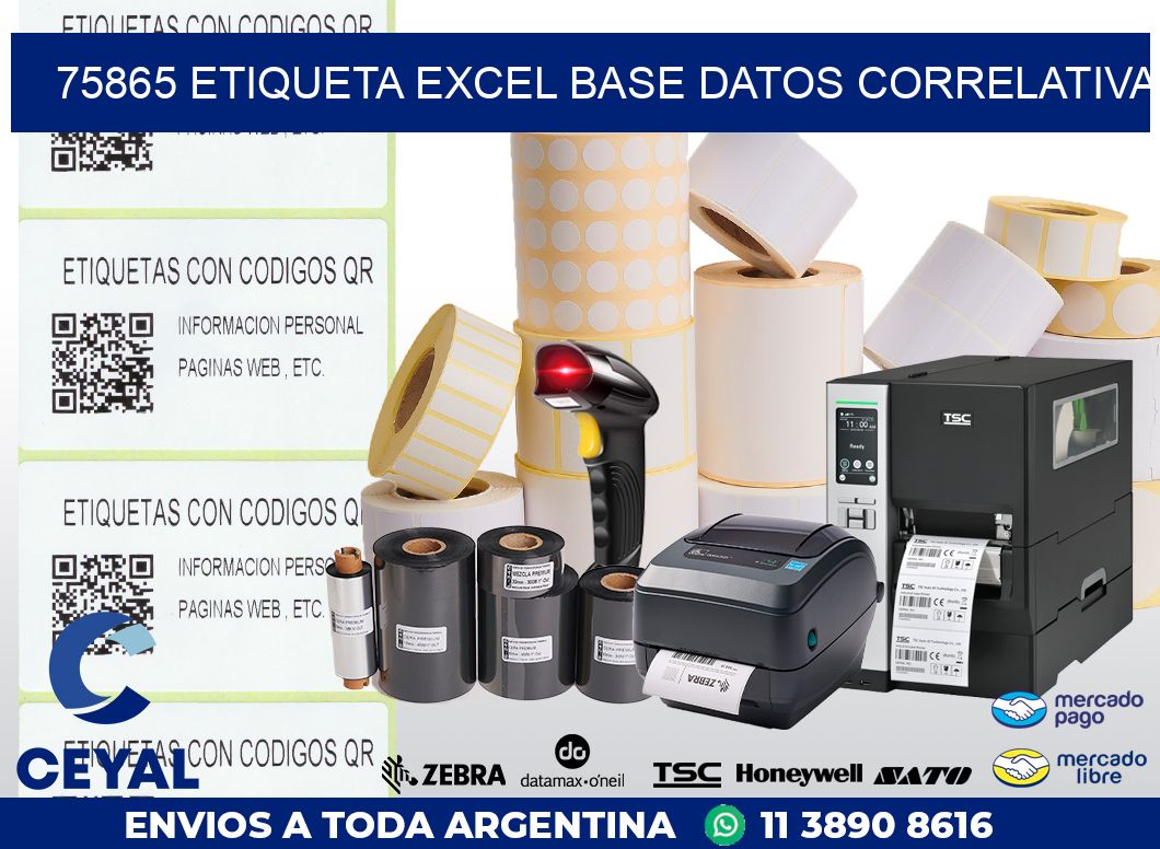 75865 etiqueta excel base datos correlativa