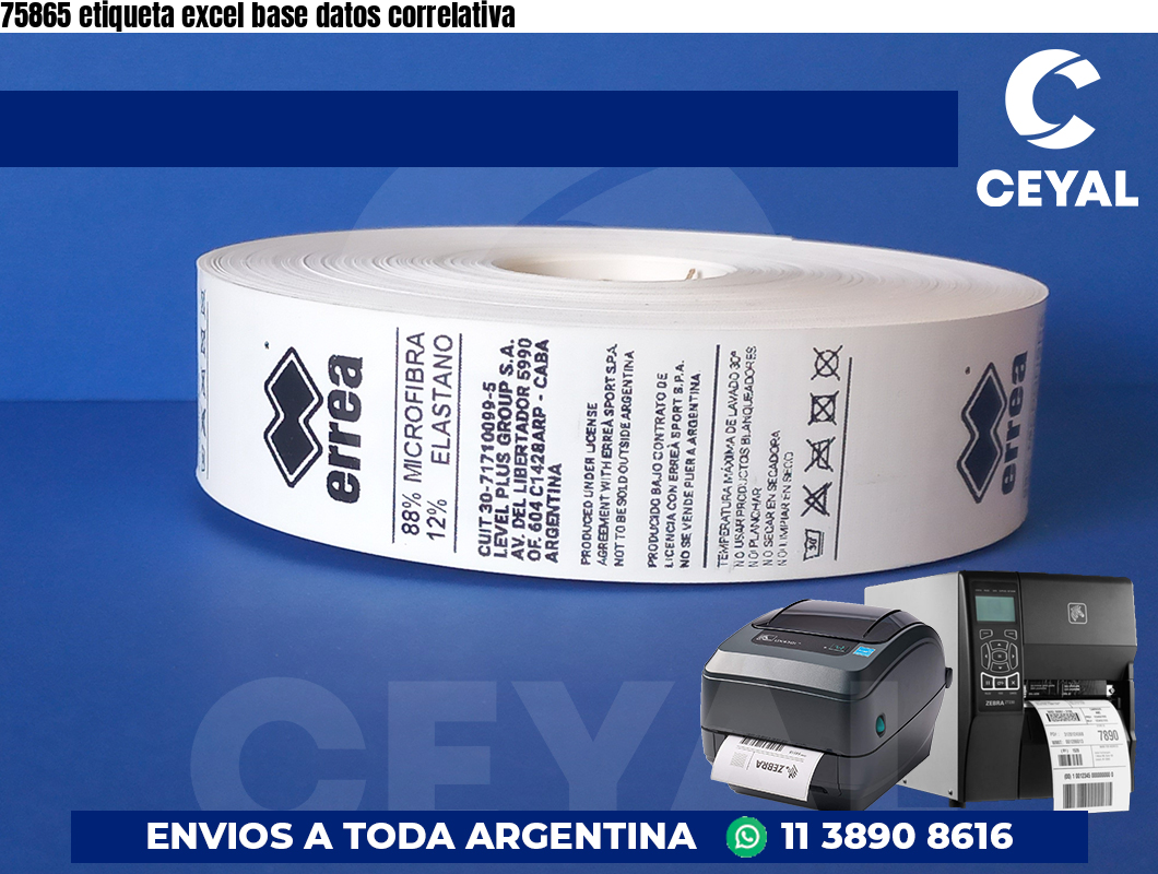 75865 etiqueta excel base datos correlativa