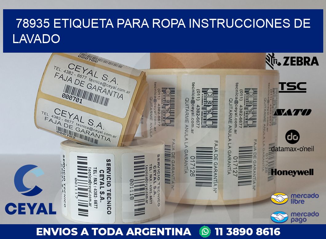 78935 ETIQUETA PARA ROPA INSTRUCCIONES DE LAVADO