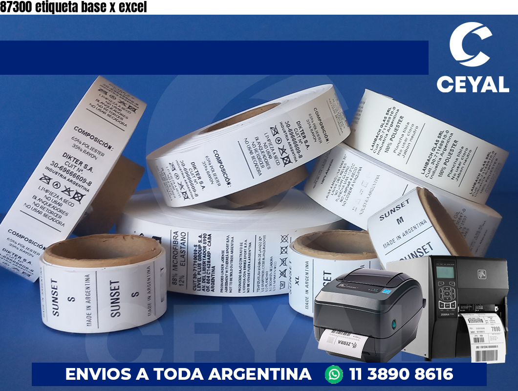 87300 etiqueta base x excel