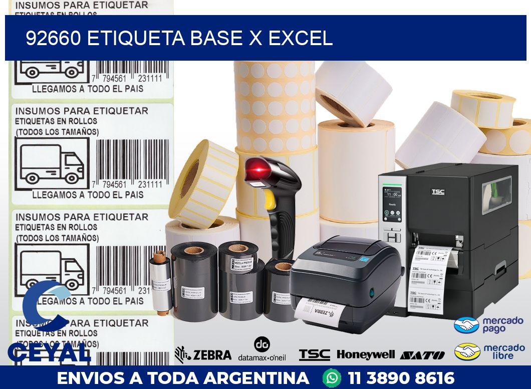 92660 etiqueta base x excel