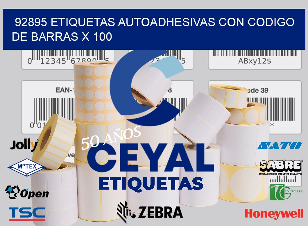 92895 ETIQUETAS AUTOADHESIVAS CON CODIGO DE BARRAS X 100