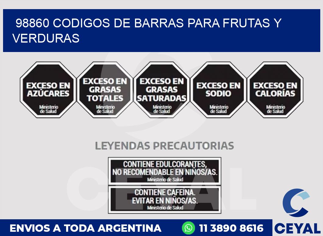 98860 CODIGOS DE BARRAS PARA FRUTAS Y VERDURAS