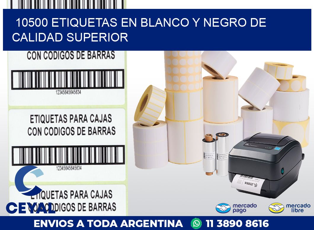 10500 ETIQUETAS EN BLANCO Y NEGRO DE CALIDAD SUPERIOR