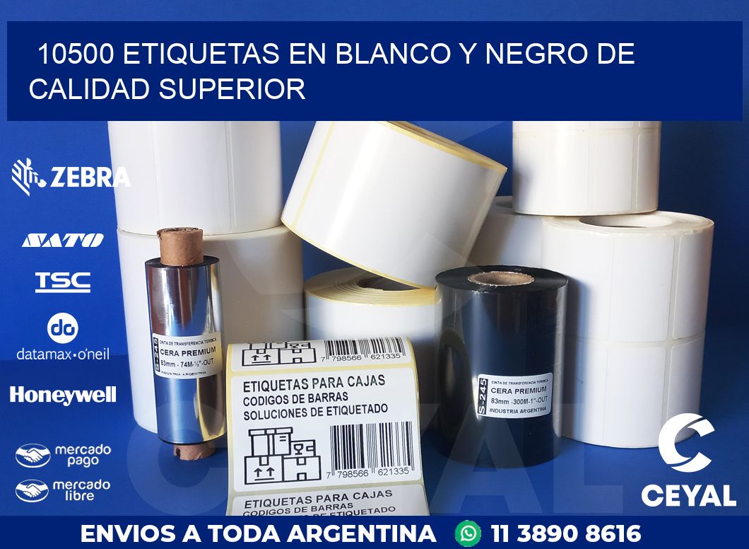 10500 ETIQUETAS EN BLANCO Y NEGRO DE CALIDAD SUPERIOR