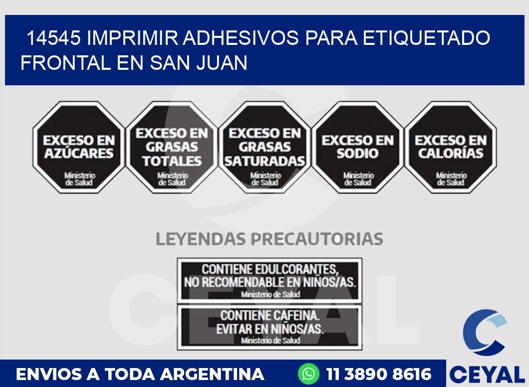 14545 IMPRIMIR ADHESIVOS PARA ETIQUETADO FRONTAL EN SAN JUAN
