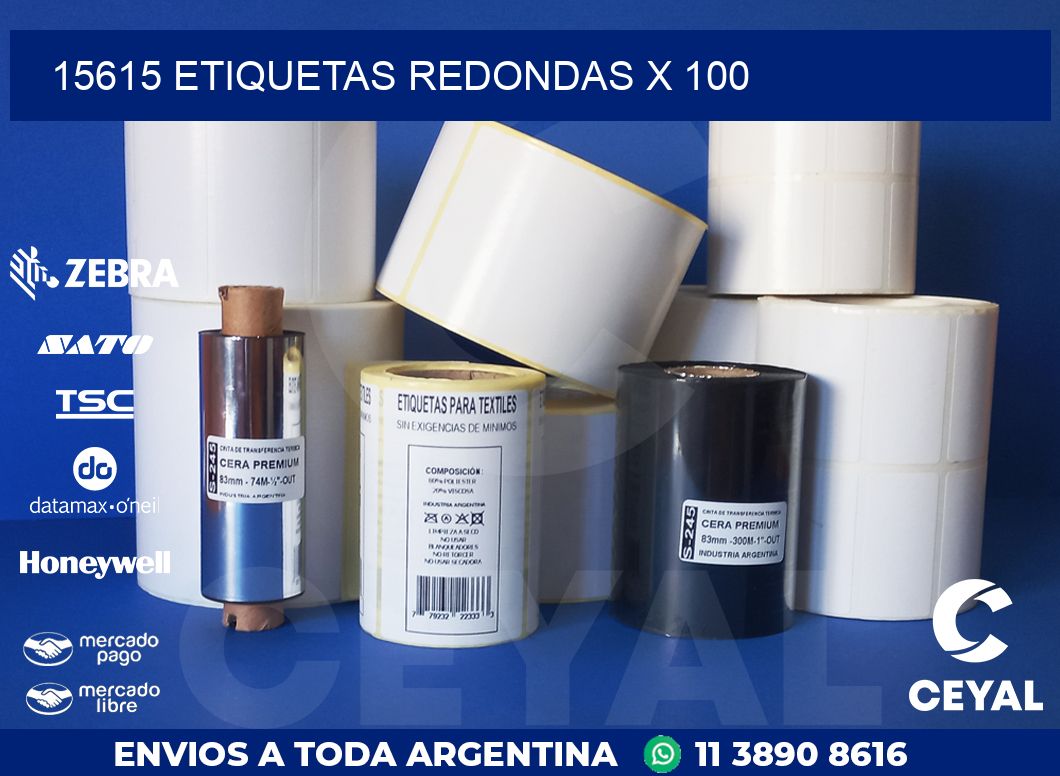 15615 ETIQUETAS REDONDAS X 100