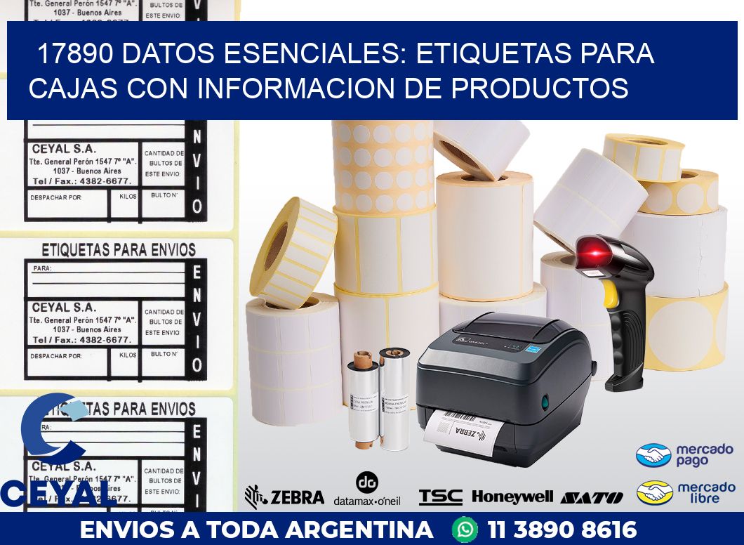 17890 DATOS ESENCIALES: ETIQUETAS PARA CAJAS CON INFORMACION DE PRODUCTOS