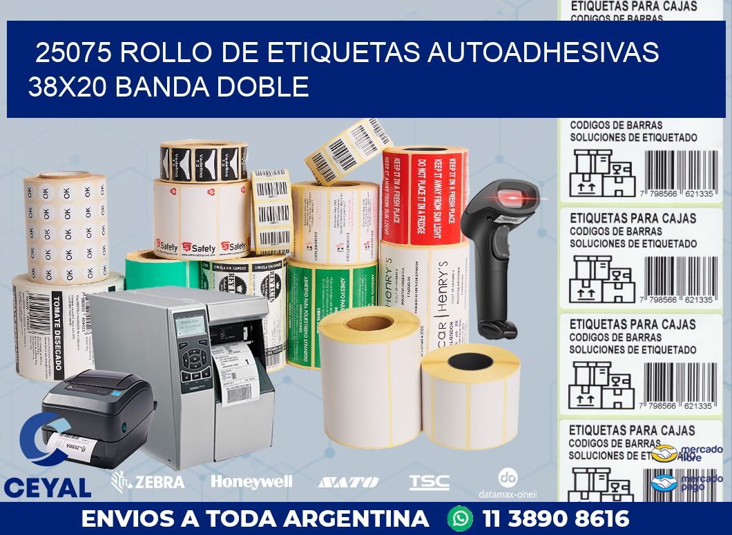 25075 ROLLO DE ETIQUETAS AUTOADHESIVAS 38X20 BANDA DOBLE