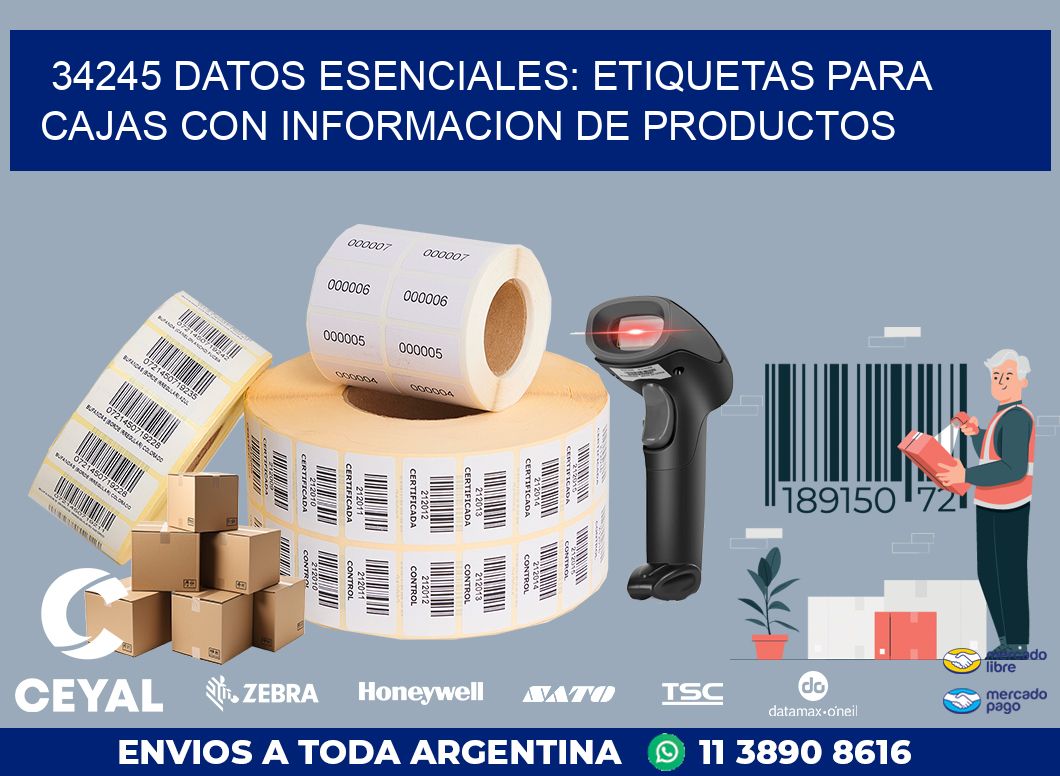 34245 DATOS ESENCIALES: ETIQUETAS PARA CAJAS CON INFORMACION DE PRODUCTOS
