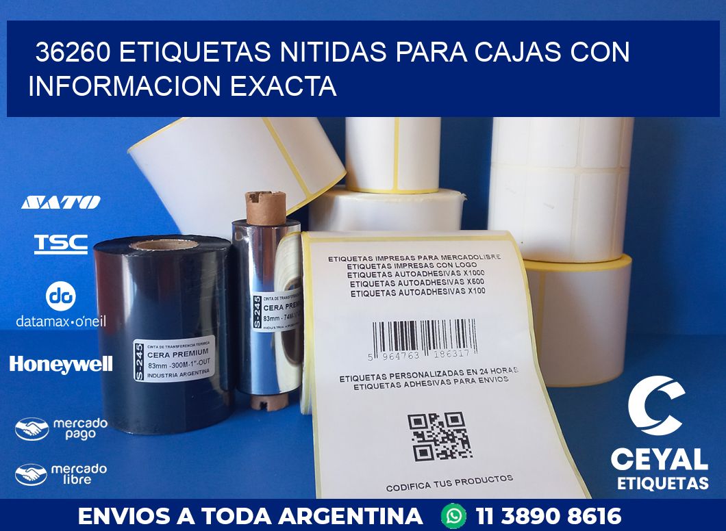 36260 ETIQUETAS NITIDAS PARA CAJAS CON INFORMACION EXACTA