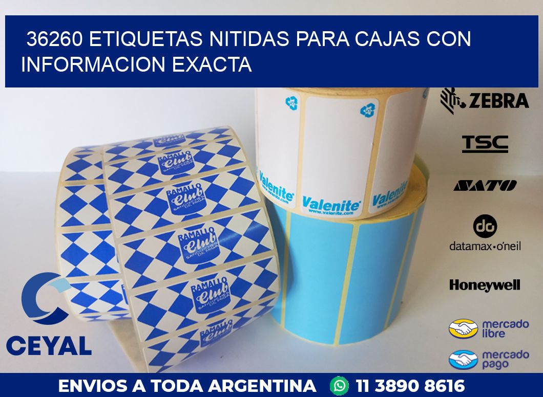 36260 ETIQUETAS NITIDAS PARA CAJAS CON INFORMACION EXACTA