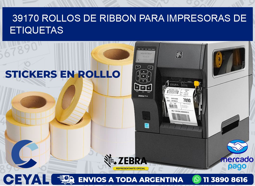 39170 ROLLOS DE RIBBON PARA IMPRESORAS DE ETIQUETAS