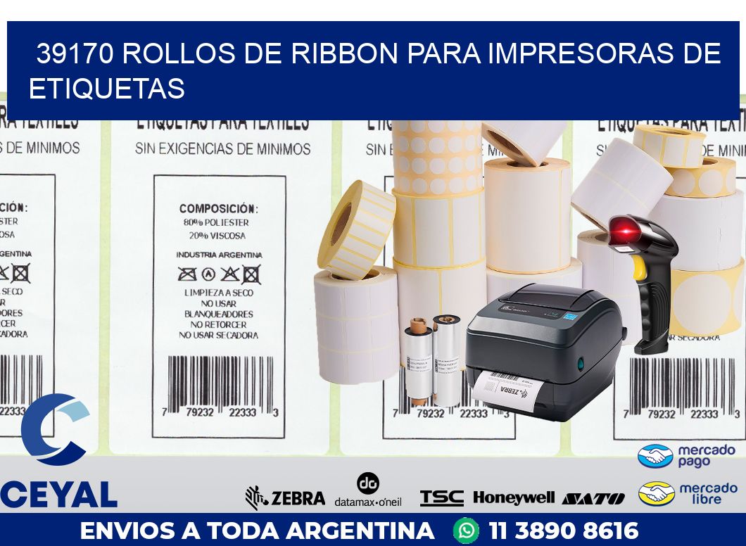 39170 ROLLOS DE RIBBON PARA IMPRESORAS DE ETIQUETAS