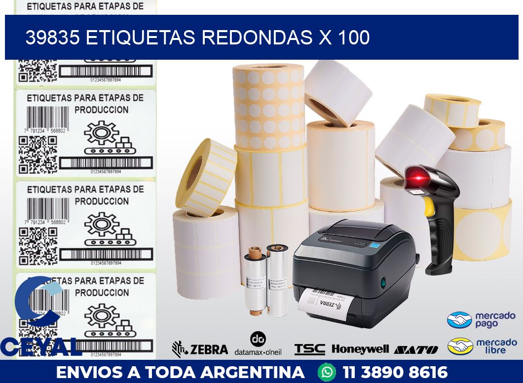 39835 ETIQUETAS REDONDAS X 100
