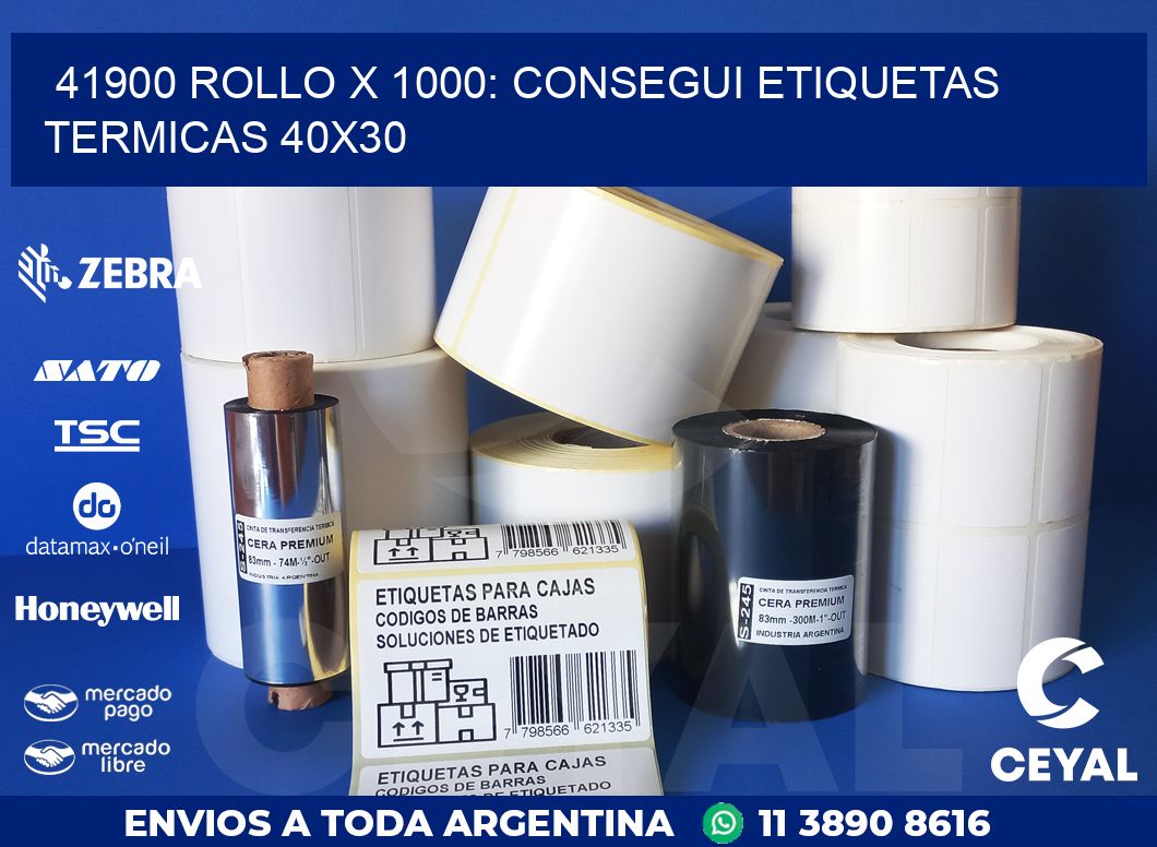 41900 ROLLO X 1000: CONSEGUI ETIQUETAS TERMICAS 40X30