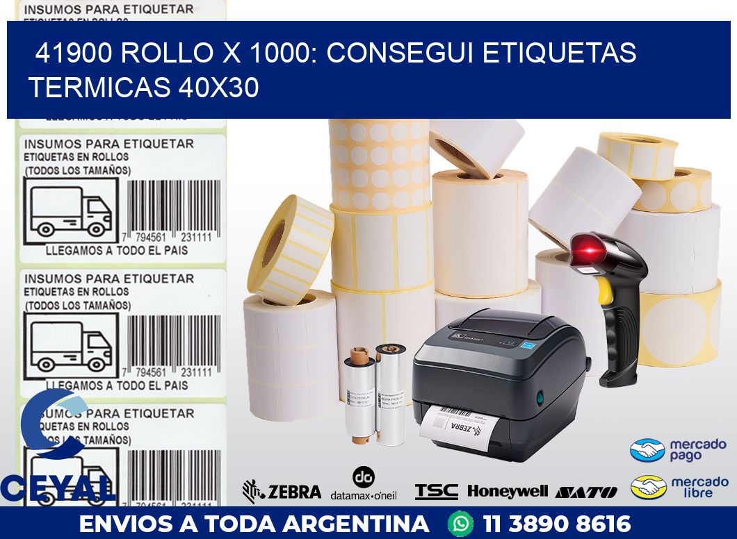 41900 ROLLO X 1000: CONSEGUI ETIQUETAS TERMICAS 40X30