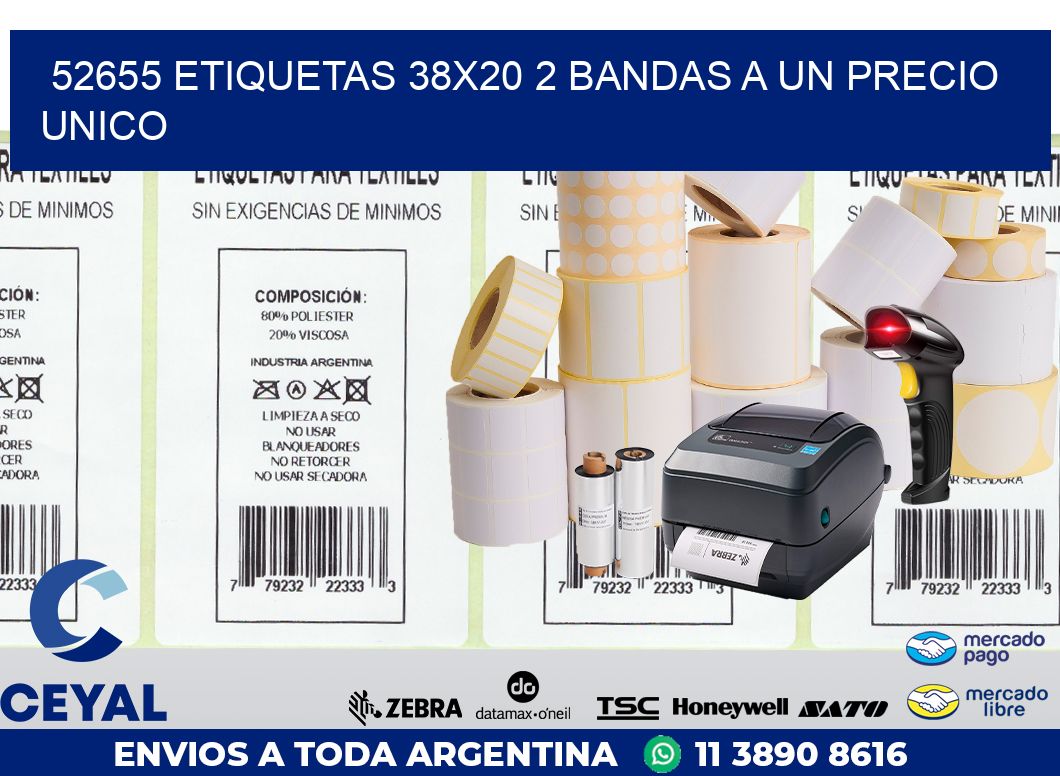 52655 ETIQUETAS 38X20 2 BANDAS A UN PRECIO UNICO