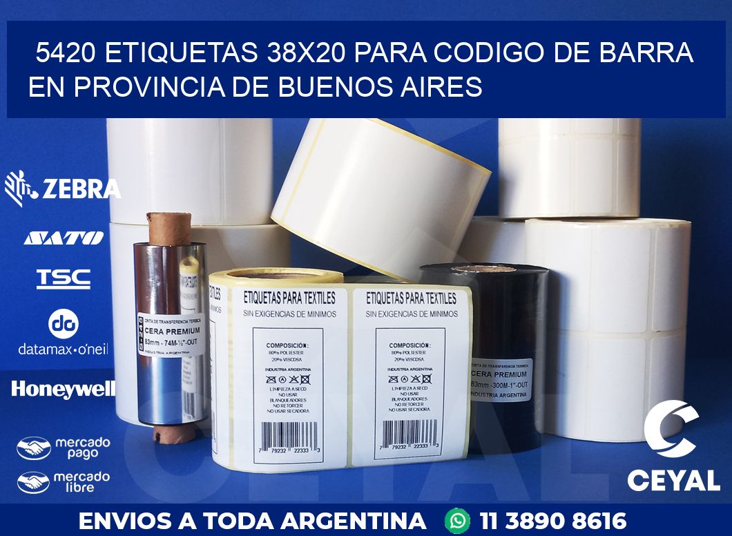 5420 ETIQUETAS 38X20 PARA CODIGO DE BARRA EN PROVINCIA DE BUENOS AIRES