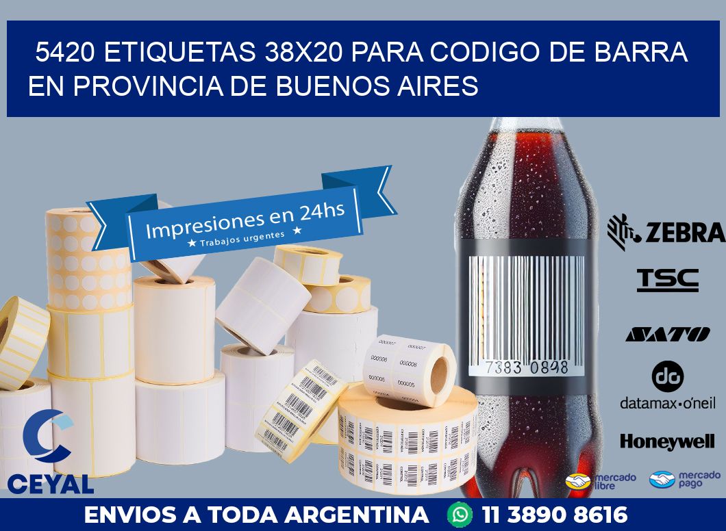 5420 ETIQUETAS 38X20 PARA CODIGO DE BARRA EN PROVINCIA DE BUENOS AIRES