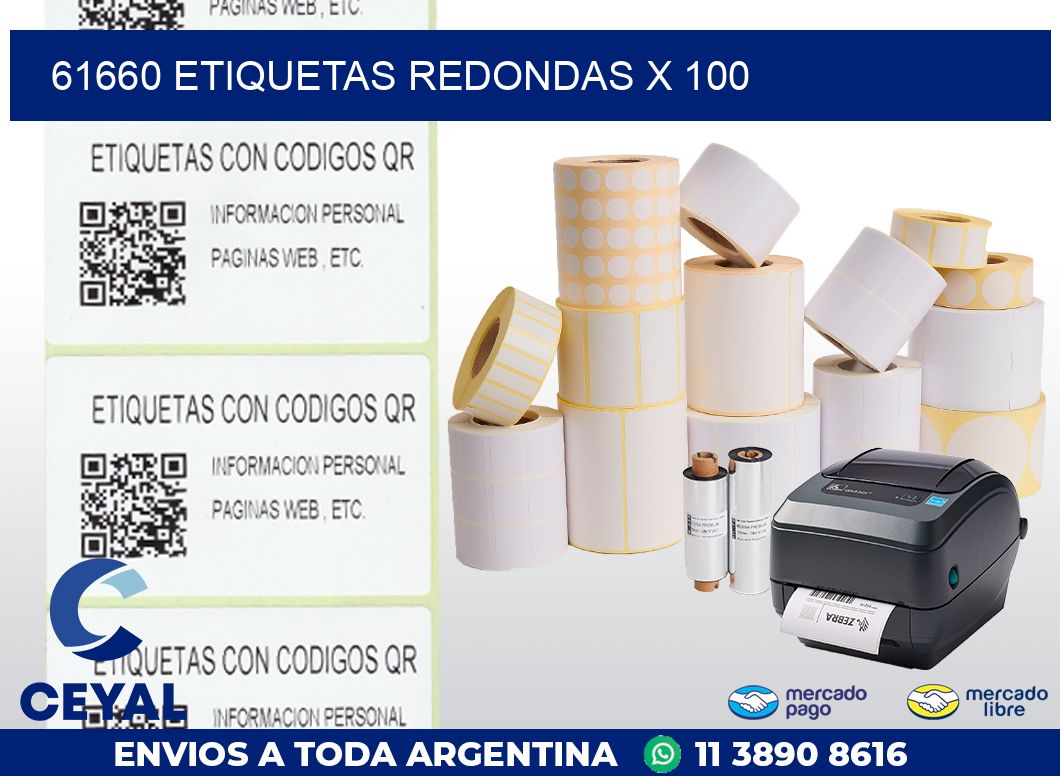 61660 ETIQUETAS REDONDAS X 100