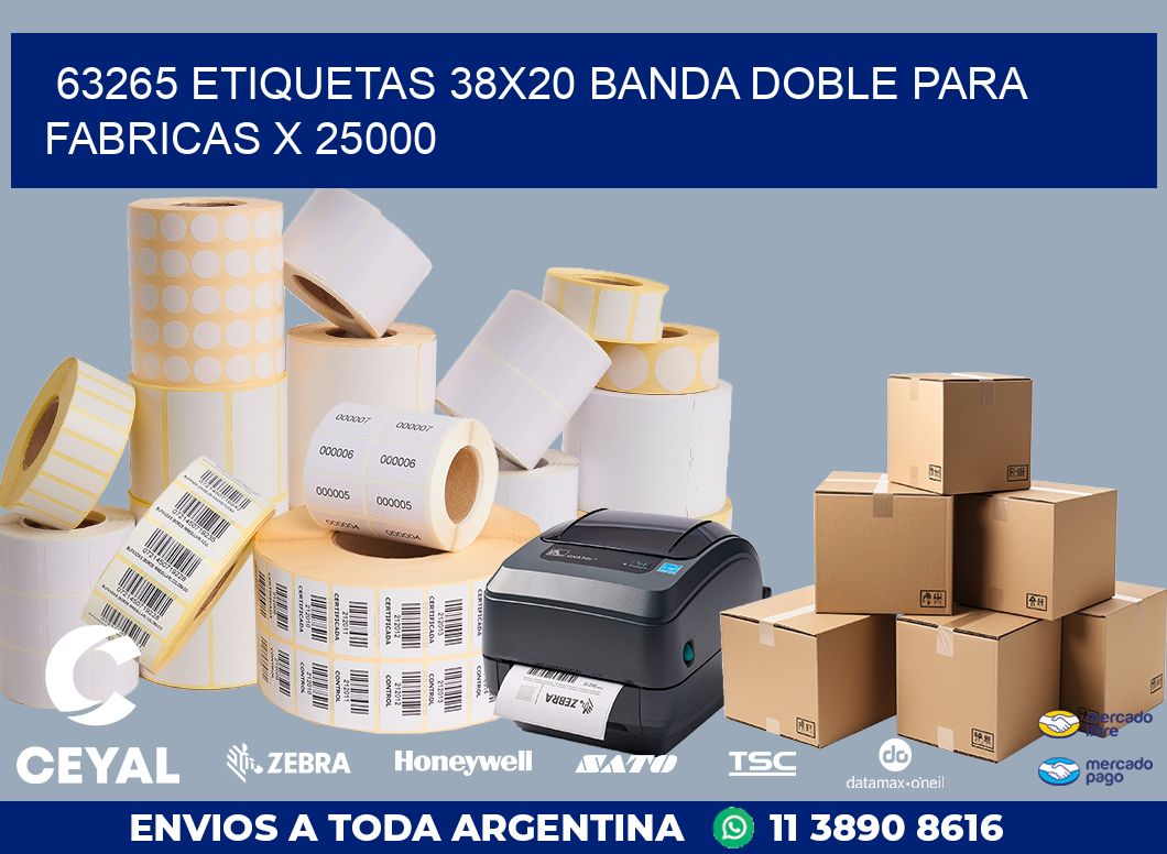 63265 ETIQUETAS 38X20 BANDA DOBLE PARA FABRICAS X 25000