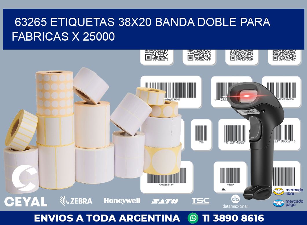 63265 ETIQUETAS 38X20 BANDA DOBLE PARA FABRICAS X 25000
