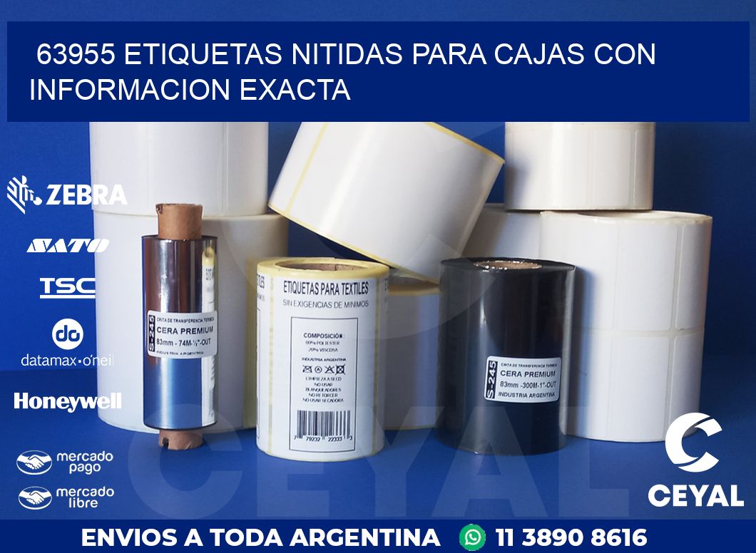 63955 ETIQUETAS NITIDAS PARA CAJAS CON INFORMACION EXACTA