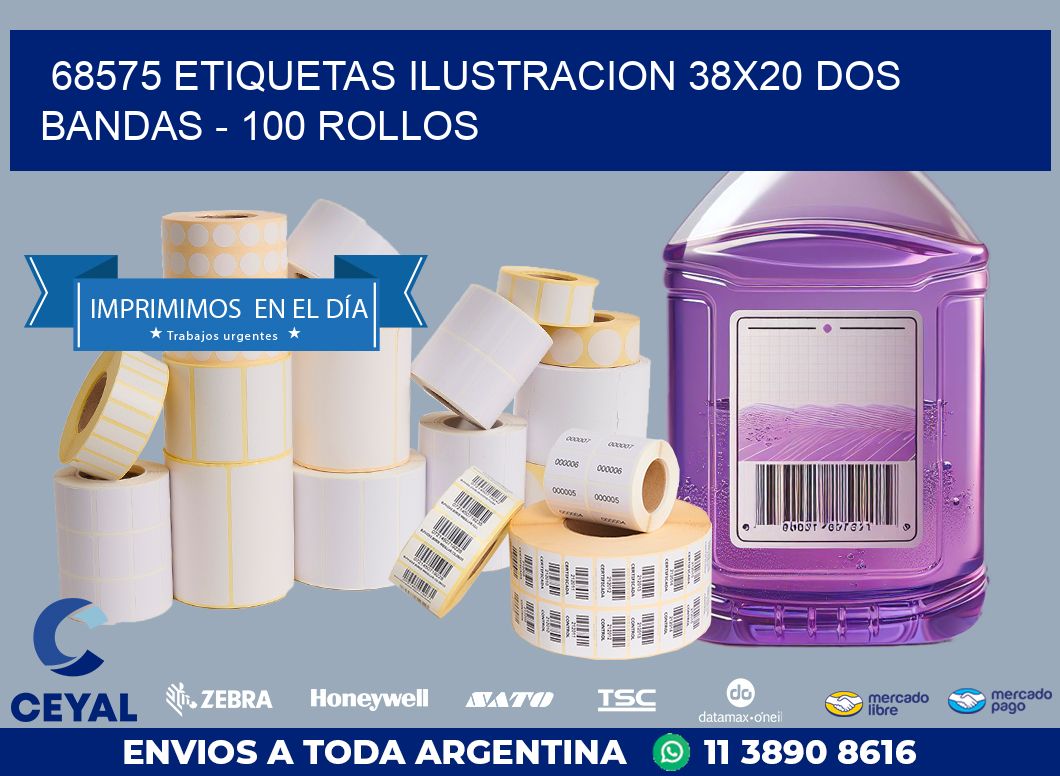 68575 ETIQUETAS ILUSTRACION 38X20 DOS BANDAS – 100 ROLLOS