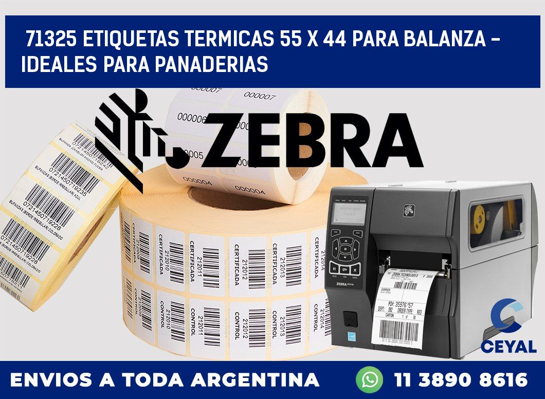 71325 ETIQUETAS TERMICAS 55 X 44 PARA BALANZA - IDEALES PARA PANADERIAS