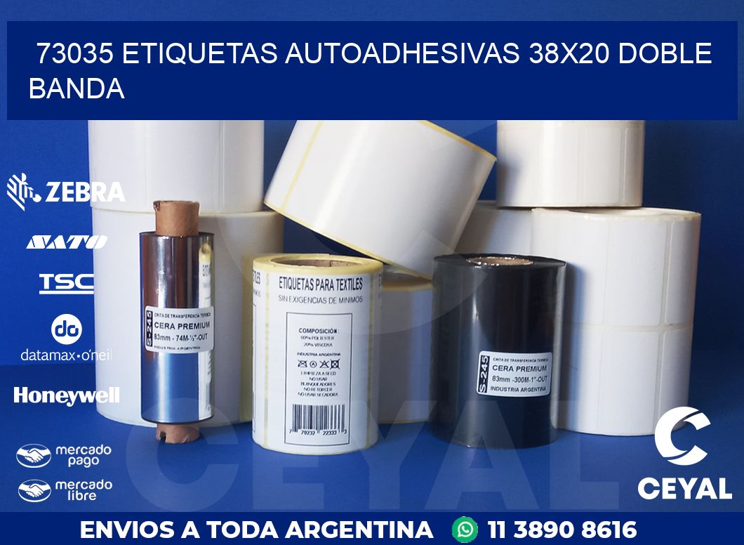 73035 ETIQUETAS AUTOADHESIVAS 38X20 DOBLE BANDA