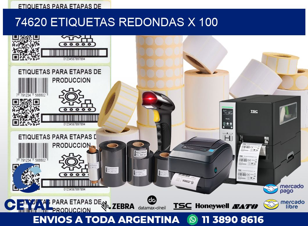 74620 ETIQUETAS REDONDAS X 100
