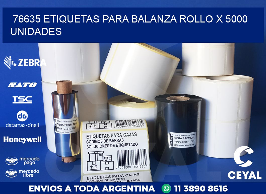 76635 ETIQUETAS PARA BALANZA ROLLO X 5000 UNIDADES