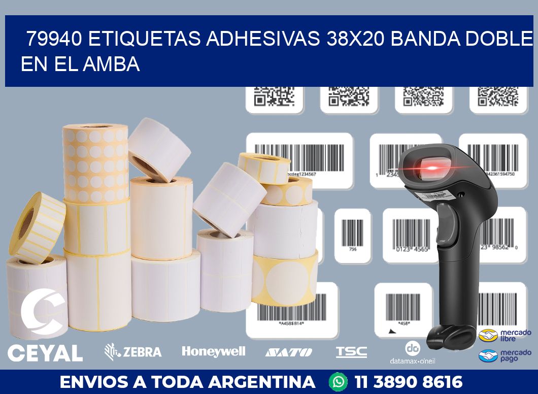 79940 ETIQUETAS ADHESIVAS 38X20 BANDA DOBLE EN EL AMBA