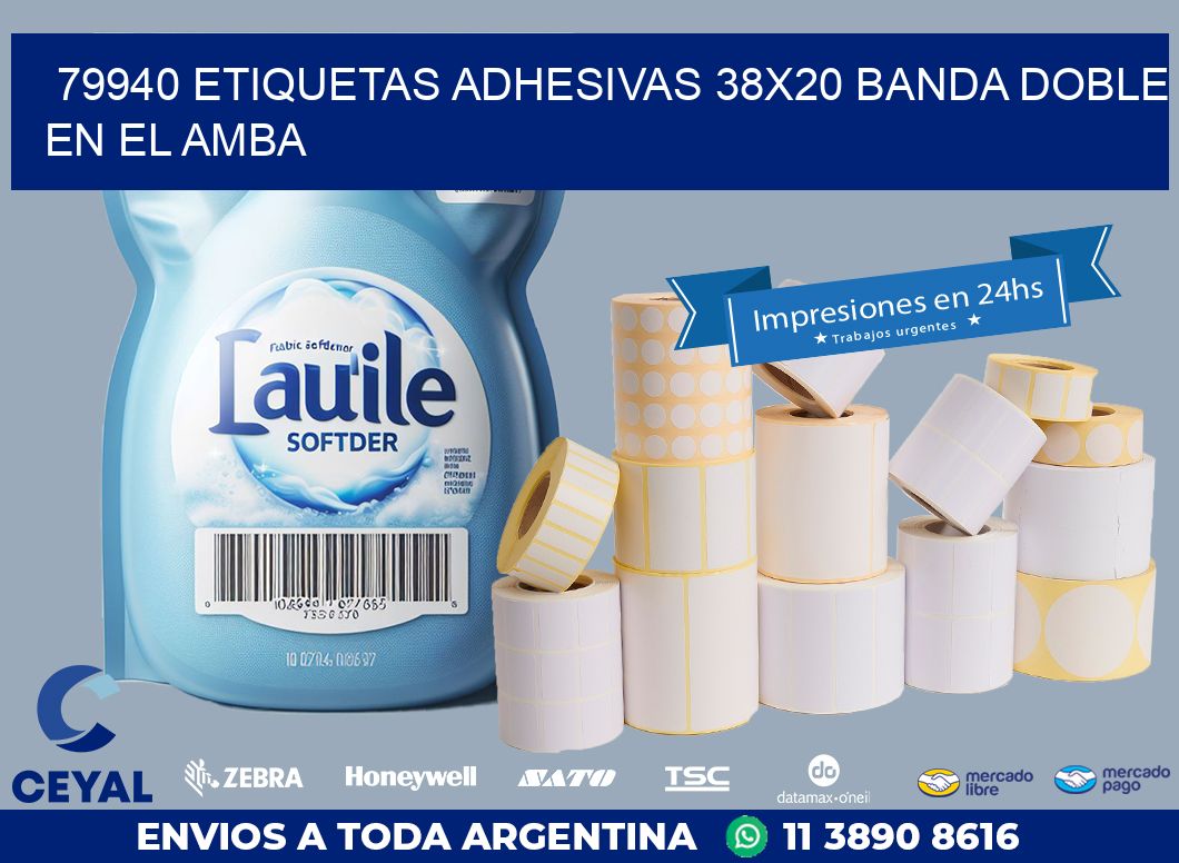79940 ETIQUETAS ADHESIVAS 38X20 BANDA DOBLE EN EL AMBA