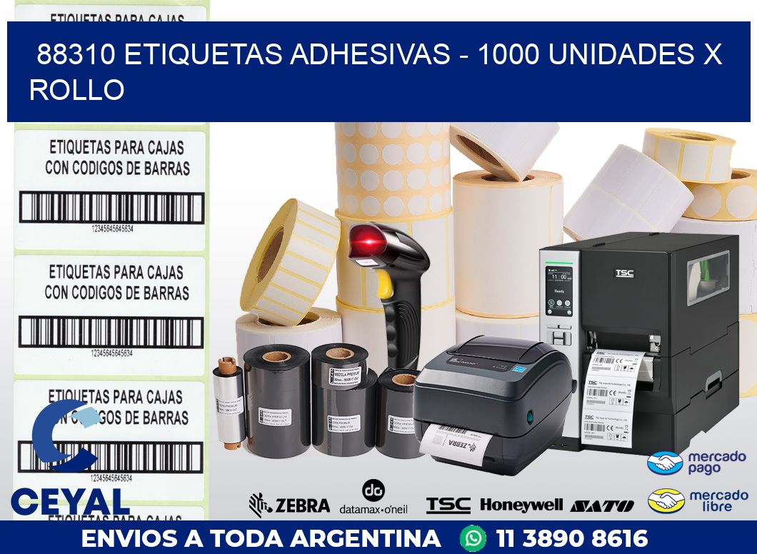 88310 ETIQUETAS ADHESIVAS - 1000 UNIDADES X ROLLO