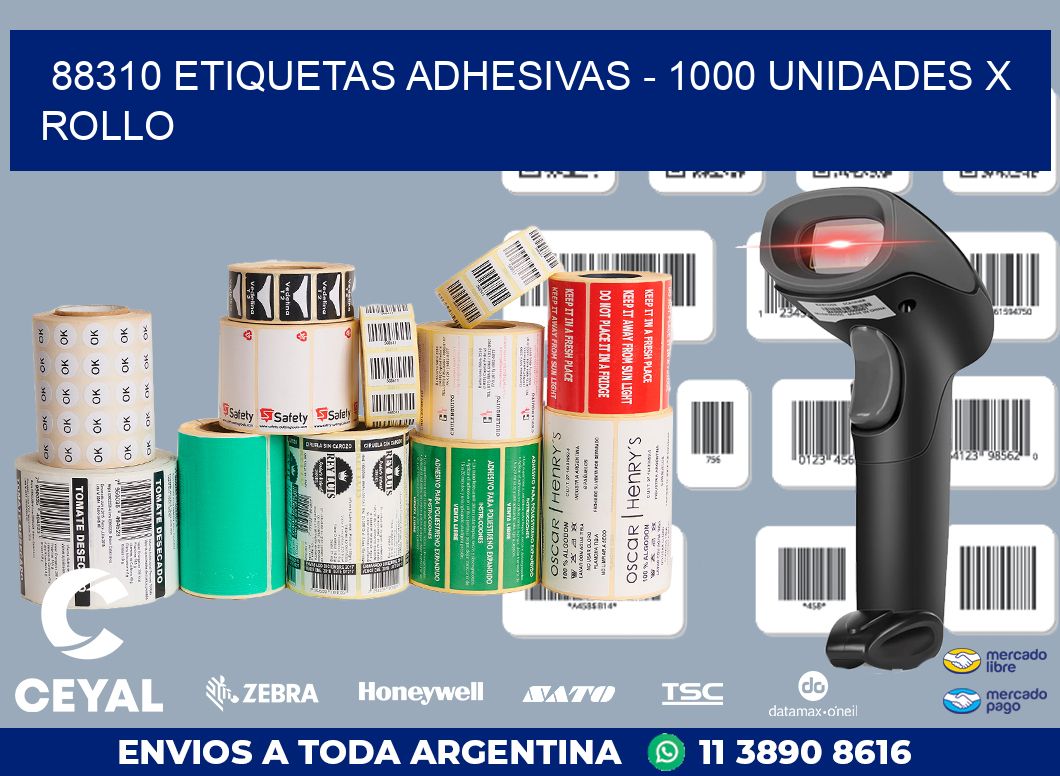 88310 ETIQUETAS ADHESIVAS - 1000 UNIDADES X ROLLO