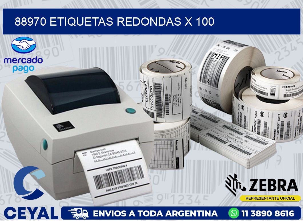 88970 ETIQUETAS REDONDAS X 100