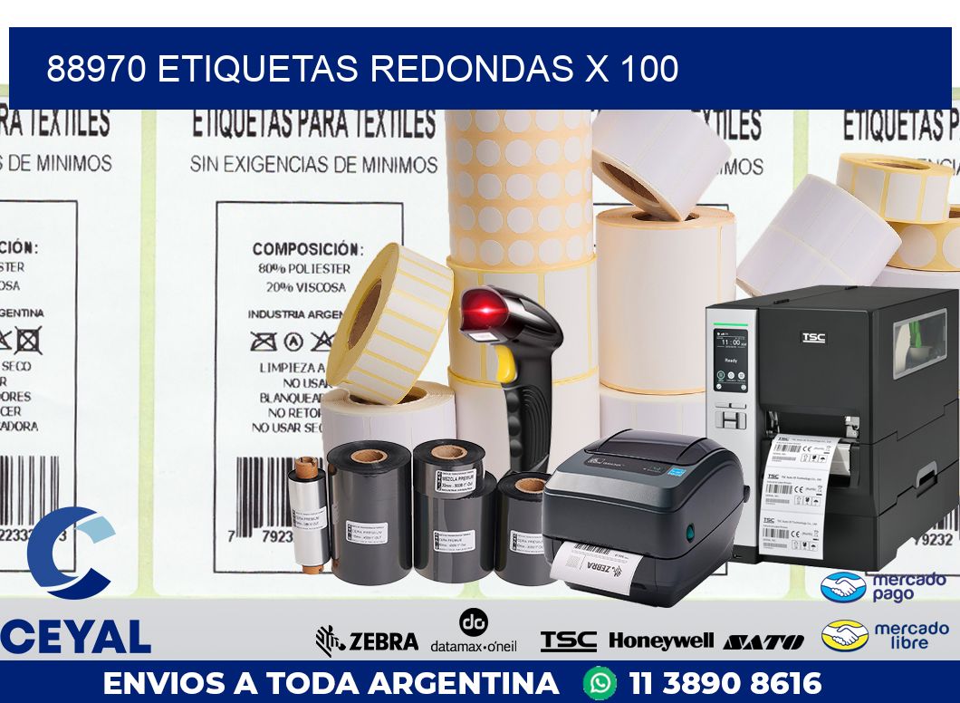 88970 ETIQUETAS REDONDAS X 100