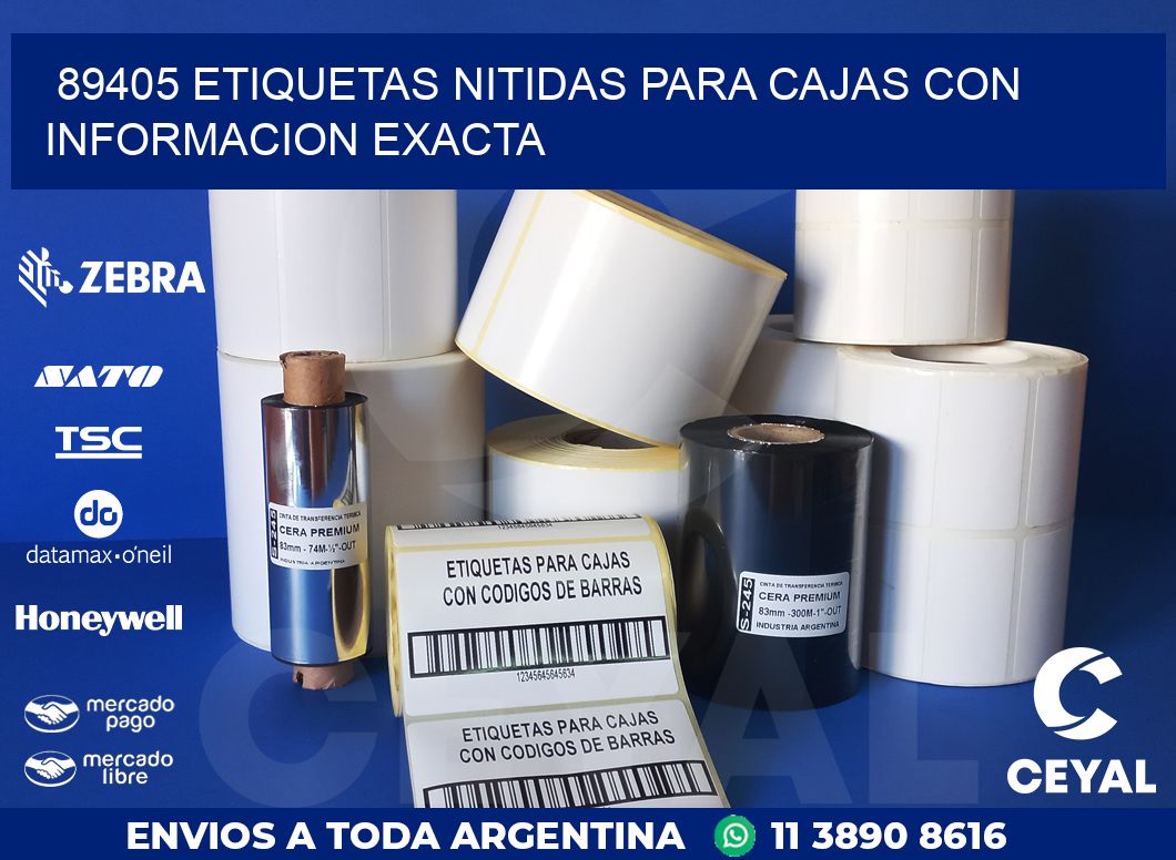 89405 ETIQUETAS NITIDAS PARA CAJAS CON INFORMACION EXACTA