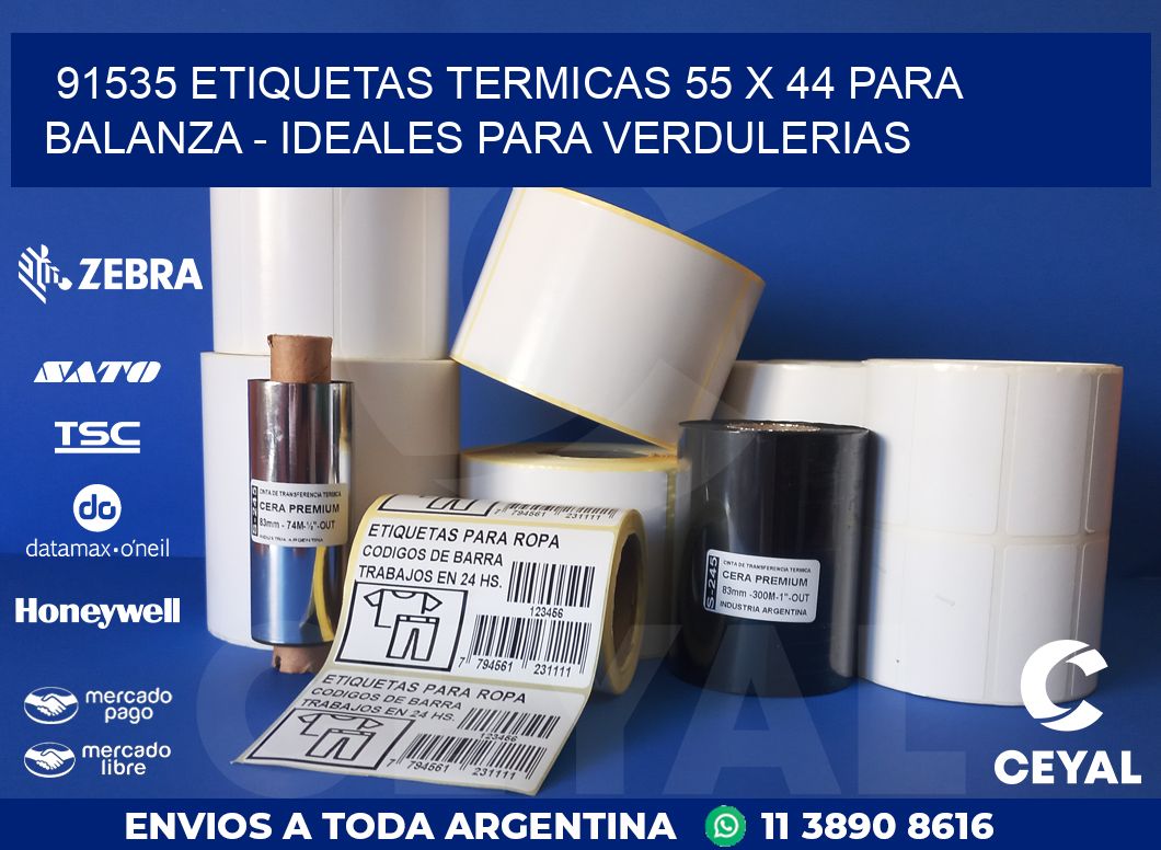 91535 ETIQUETAS TERMICAS 55 X 44 PARA BALANZA – IDEALES PARA VERDULERIAS