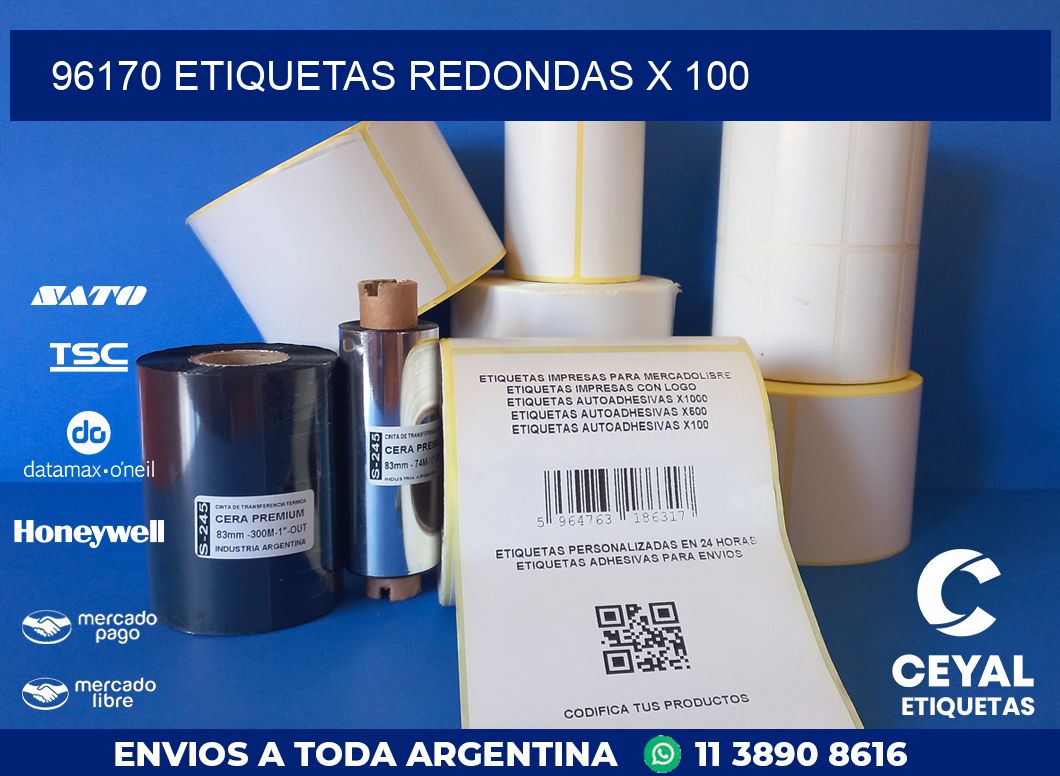 96170 ETIQUETAS REDONDAS X 100
