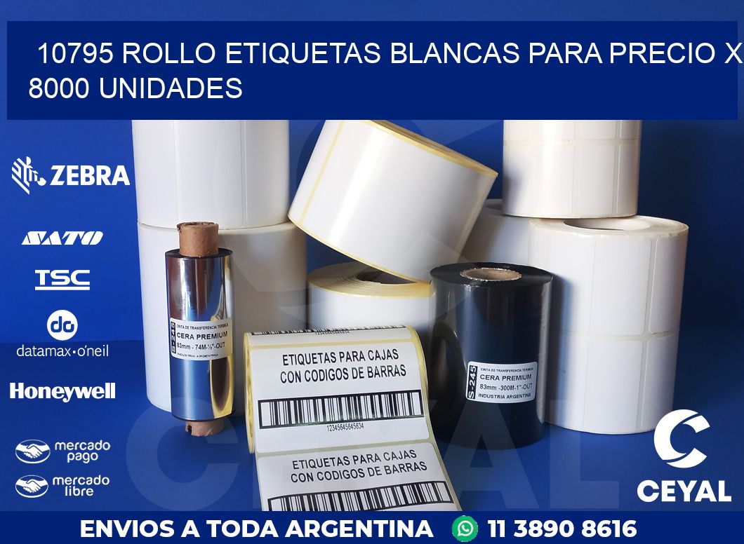 10795 ROLLO ETIQUETAS BLANCAS PARA PRECIO X 8000 UNIDADES